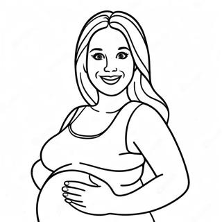 Happy Pregnant Woman Smiling Coloring Page | Pregnant coloring page
