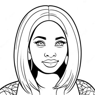 Nicki Minaj with Colorful Hair Coloring Page | Nicki Minaj coloring page