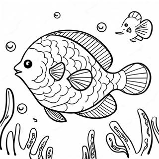 Flounder Underwater Scene Coloring Page | Flounder coloring page