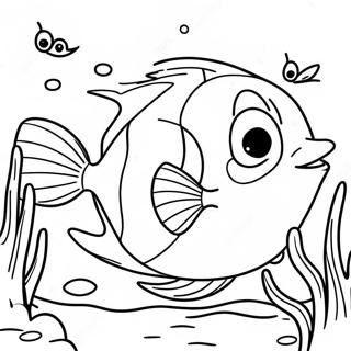 Happy Flounder Swimming Coloring Page | Flounder coloring page