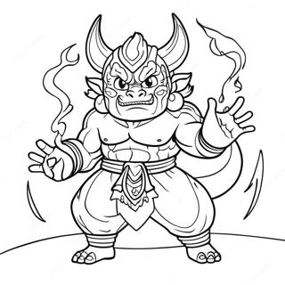 Sukuna with Cursed Energy Coloring Page | Sukuna coloring page