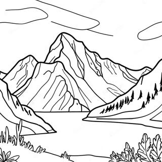 Majestic Alaska Mountains Coloring Page | Alaska coloring page