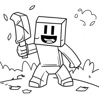 Herobrine with Creeper Coloring Page | Herobrine coloring page