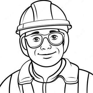 Construction Worker in Safety Gear Coloring Page | Construction Worker coloring page