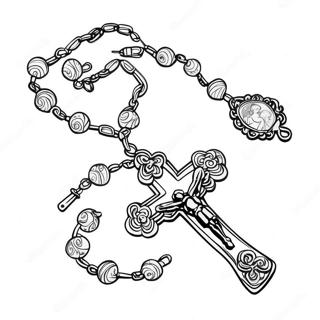 Beautiful Rosary Beads Coloring Page | Rosary coloring page