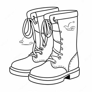 Cute Cartoon Boots Coloring Page | Boots coloring page