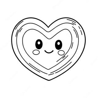 Cute Candy Heart with Smiling Face Coloring Page | Candy Heart coloring page