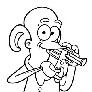 Squidward Playing Clarinet Coloring Page | Squidward coloring page