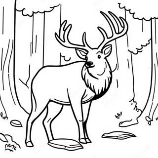Majestic Elk in the Forest Coloring Page | Elk coloring page
