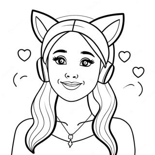 Ariana Grande with Cat Ears Coloring Page | Ariana Grande coloring page