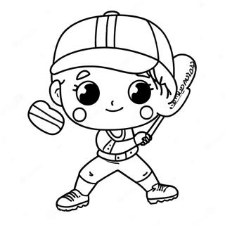 Adorable Softball Player Coloring Page | Cute Softball coloring page