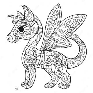 Colorful Alebrijes with Patterns Coloring Page | Alebrijes coloring page