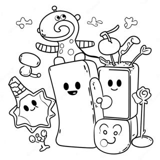 Wubbzy and Friends Playing Together Coloring Page | Wow Wow Wubbzy coloring page