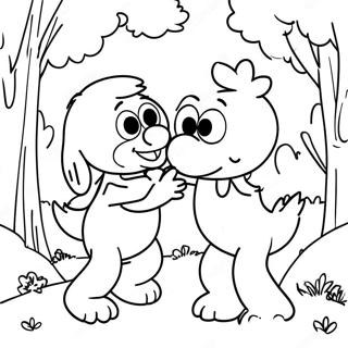 Elmo and Abby Playing in the Park Coloring Page | Elmo and Abby coloring page
