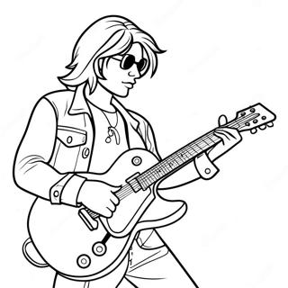 Rock and Roll Guitarist Coloring Page | Rock and Roll coloring page