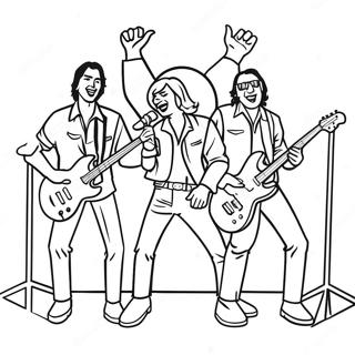 Rock and Roll Band on Stage Coloring Page | Rock and Roll coloring page