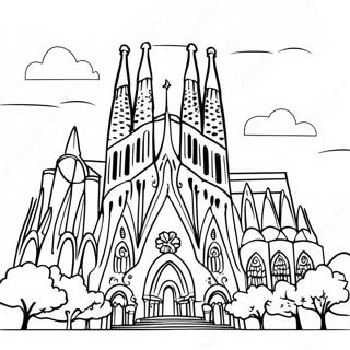 Barcelona Sagrada Familia Coloring Page | Barcelona coloring page