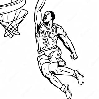 76ers Basketball Player Dunking Coloring Page | 76ers coloring page