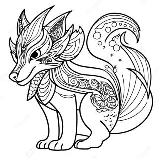 Nine Tailed Fox Coloring Page | Nine Tailed Fox coloring page