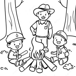 Cub Scout Campfire Scene Coloring Page | Cub Scout coloring page