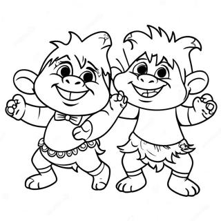 Happy Trolls Dancing Coloring Page | Viva Trolls coloring page