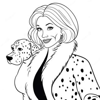 Cruella with Dalmatians Coloring Page | Cruella coloring page