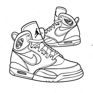 Air Jordan Sneakers in Action Coloring Page | Air Jordan coloring page
