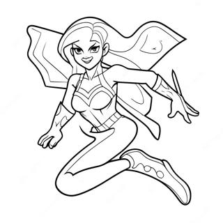 Starfire in Action Coloring Page | Starfire coloring page