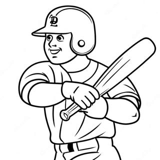 Dodgers Player Swinging Bat Coloring Page | Dodgers coloring page
