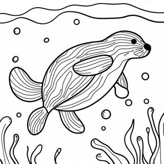 Sea Otter Swimming in the Ocean Coloring Page | Sea Otter coloring page