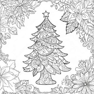 Intricate Christmas Tree Coloring Page | Christmas Tree for Adults coloring page