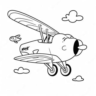 Snoopy Flying His Red Plane Coloring Page | Snoopy coloring page