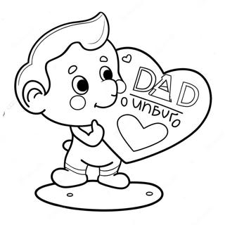Niedlicher Valentinstag Papa Ausmalbild | Frohen Valentinstag Papa Ausmalbild