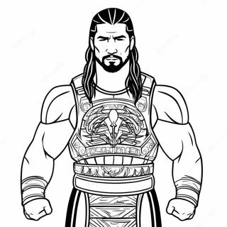 Roman Reigns Champion Pose Coloring Page | Roman Reigns coloring page