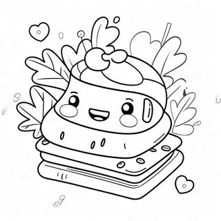 Cute S'mores with Smiling Faces Coloring Page | Smores coloring page
