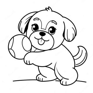Cute Shih Tzu Playing with Ball Coloring Page | Shih Tzu coloring page
