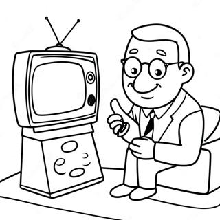 Funny TV Man with Remote Coloring Page | TV Man coloring page