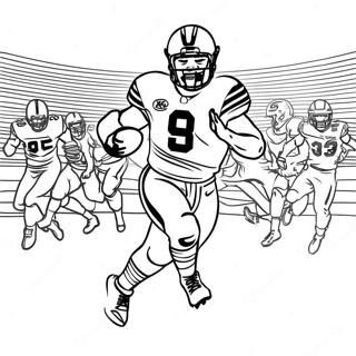 Saquon Barkley Running with Football Coloring Page | Saquon Barkley coloring page