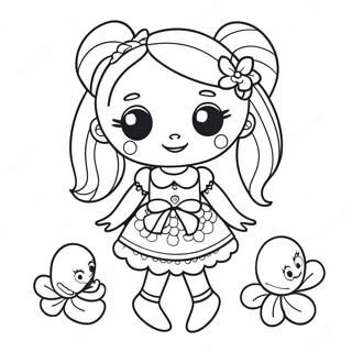 Lalaloopsy Doll with Colorful Dress Coloring Page | Lalaloopsy coloring page