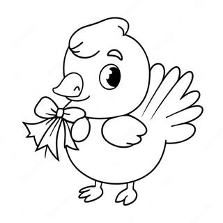 Cute Goose with a Bow Coloring Page | Goose coloring page
