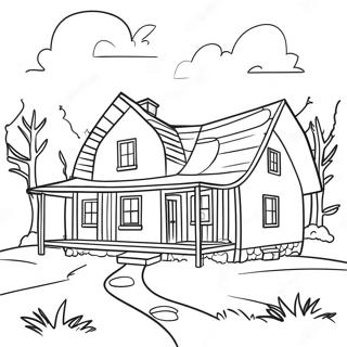 Charming Rustic Farmhouse Coloring Page | Farmhouse coloring page