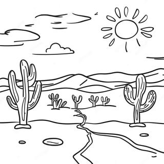 Simple Desert Landscape Coloring Page | Simple Desert coloring page