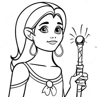 Elena mit magischem Zepter Ausmalbild | Elena von Avalor Ausmalbild