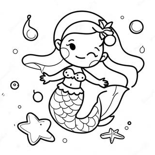 Christmas Mermaid Underwater Scene Coloring Page | Christmas Mermaid coloring page