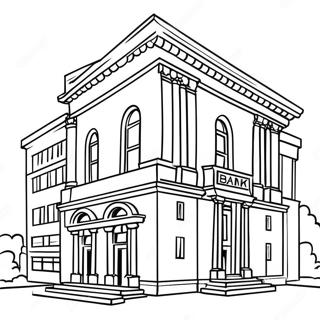 Bank Building Coloring Page | Bank coloring page