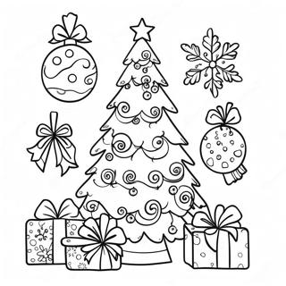 Preppy Christmas Tree Coloring Page | Preppy Christmas coloring page