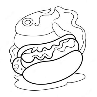 Cute Cartoon Hot Dog Coloring Page | Hot Dog coloring page