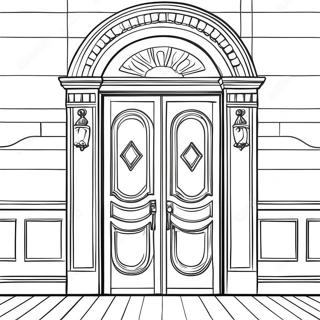 Coloring Page of a Classic Wooden Door | Doors coloring page