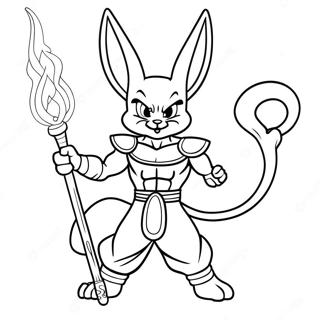 Beerus with His Staff Coloring Page | Beerus coloring page