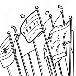 Colorful Hispanic Heritage Flags Coloring Page | Hispanic Heritage Month Flags coloring page